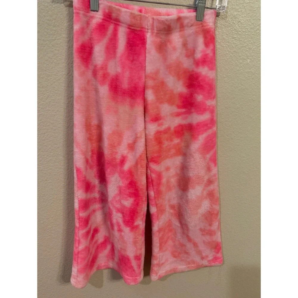 Justice Pajama Set Girls S 7/8 Pink Excellent Tie Dye Fleece Sleep Is My Bestie